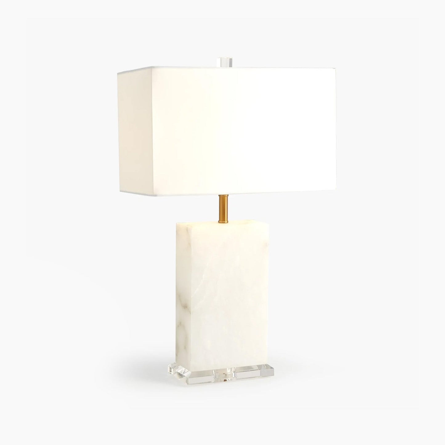 Alabaster Rectangular Table Lamp-Brass